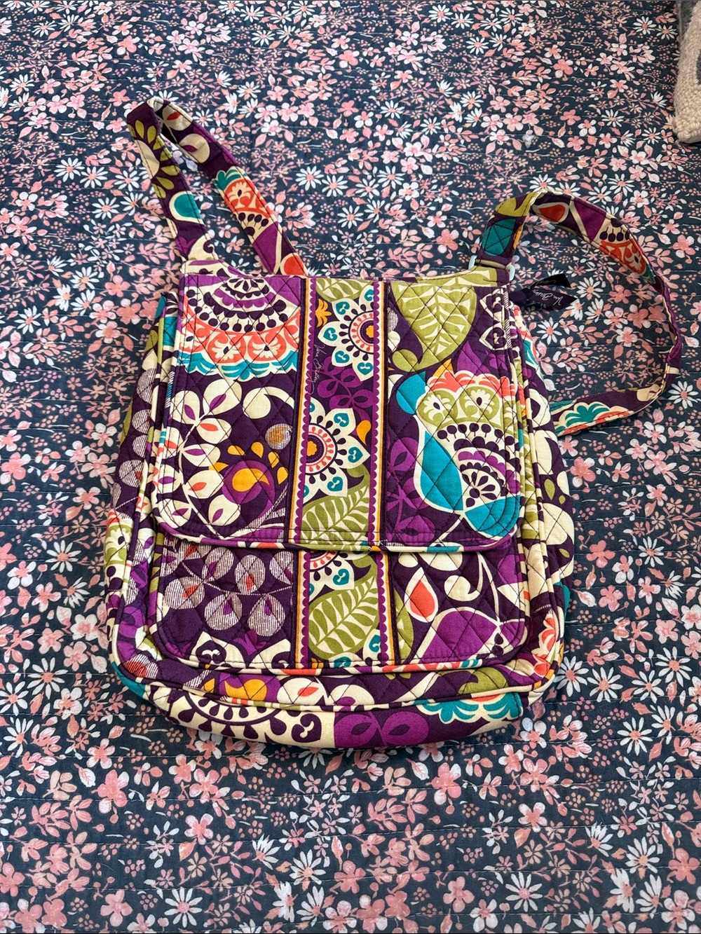 Vera Bradley Plum Crazy Multi Floral Quilted Crossbody Bag